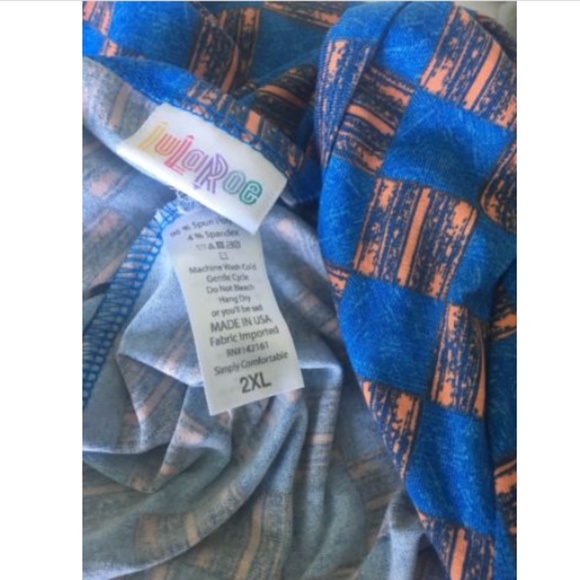 LulaRoe Nicole Dress Blue And Gold Squares Size 2X - Picture 6 of 6